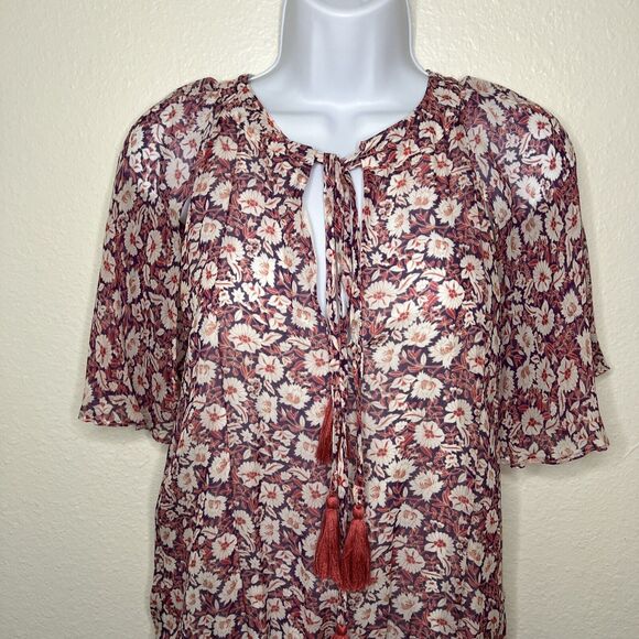 Women’s XS Dress Rebecca Minkoff Mini Pebble Floral Smocked Drop-Waist Knee High - Picture 6 of 12